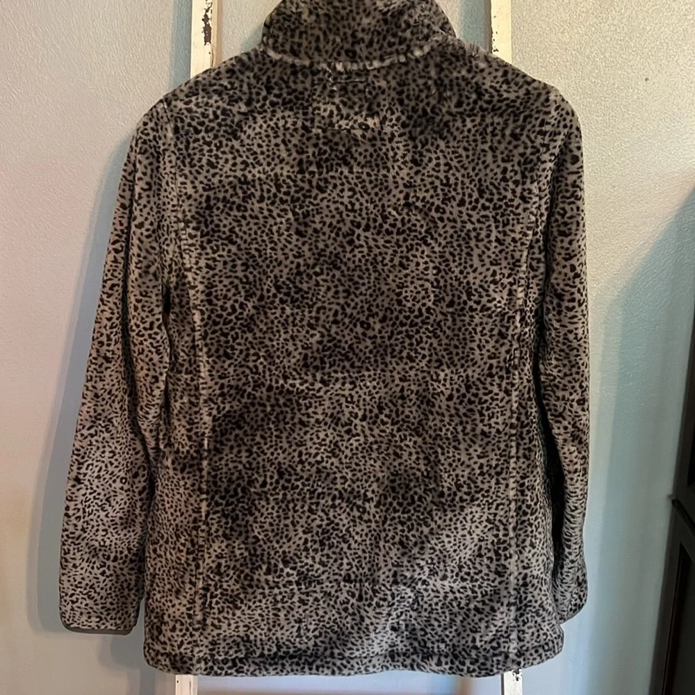 Land’s End Gray and Black Animal Print Zip Up Jacket Size M
